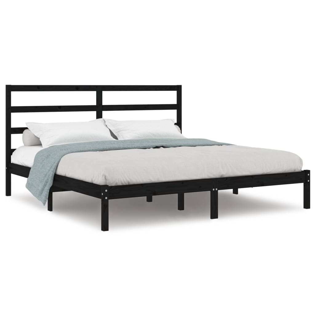 Bedframe massief grenenhout zwart 200x200 cm is nu te koop bij PeponiXL, paradijselijk wonen!