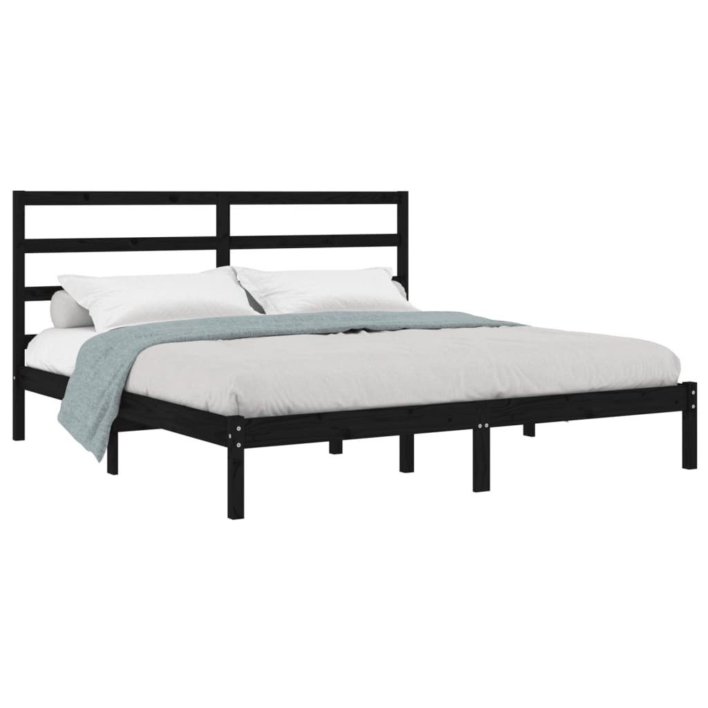 Bedframe massief grenenhout zwart 200x200 cm is nu te koop bij PeponiXL, paradijselijk wonen!