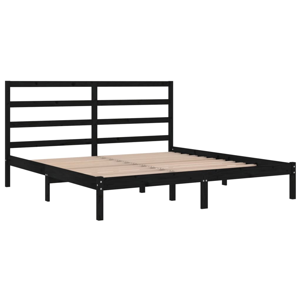 Bedframe massief grenenhout zwart 200x200 cm is nu te koop bij PeponiXL, paradijselijk wonen!