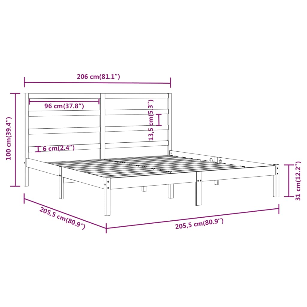 Bedframe massief grenenhout zwart 200x200 cm is nu te koop bij PeponiXL, paradijselijk wonen!