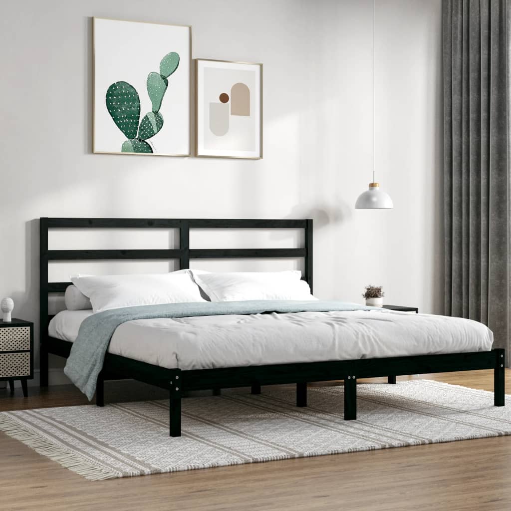 Bedframe massief grenenhout zwart 200x200 cm is nu te koop bij PeponiXL, paradijselijk wonen!