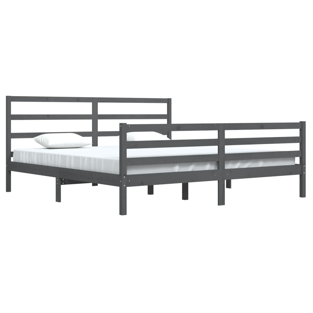 Bedframe massief grenenhout grijs 200x200 cm is nu te koop bij PeponiXL, paradijselijk wonen!