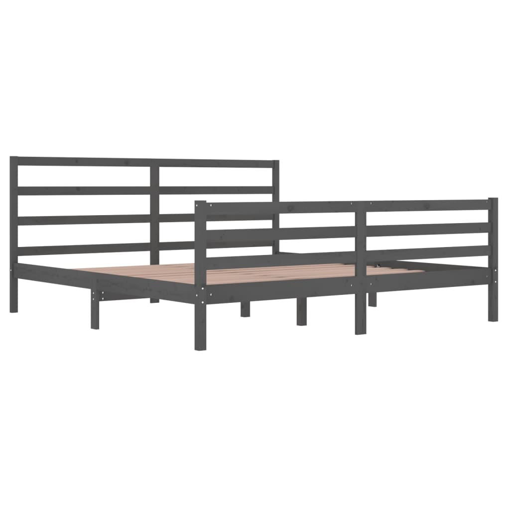 Bedframe massief grenenhout grijs 200x200 cm is nu te koop bij PeponiXL, paradijselijk wonen!