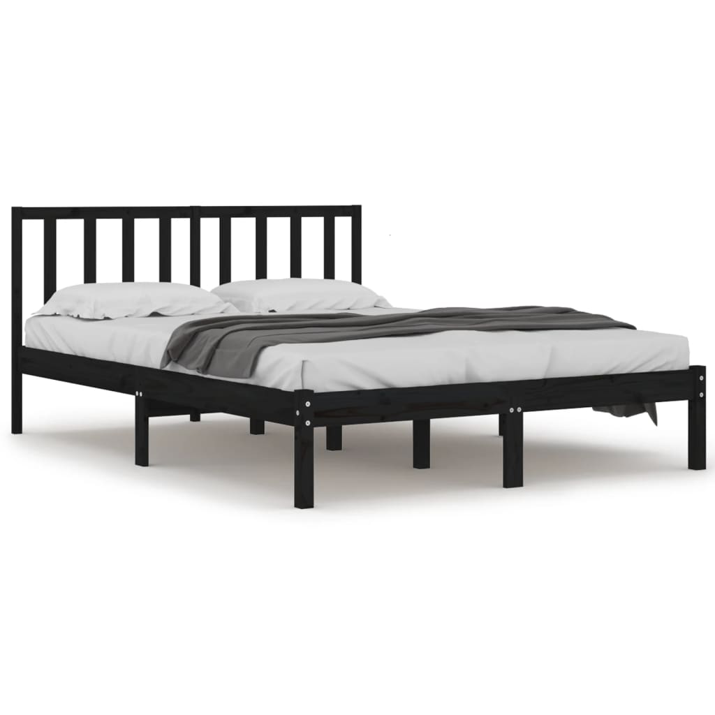 Bedframe massief grenenhout zwart 140x190 cm is nu te koop bij PeponiXL, paradijselijk wonen!