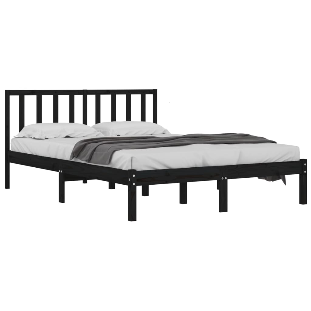 Bedframe massief grenenhout zwart 140x190 cm is nu te koop bij PeponiXL, paradijselijk wonen!