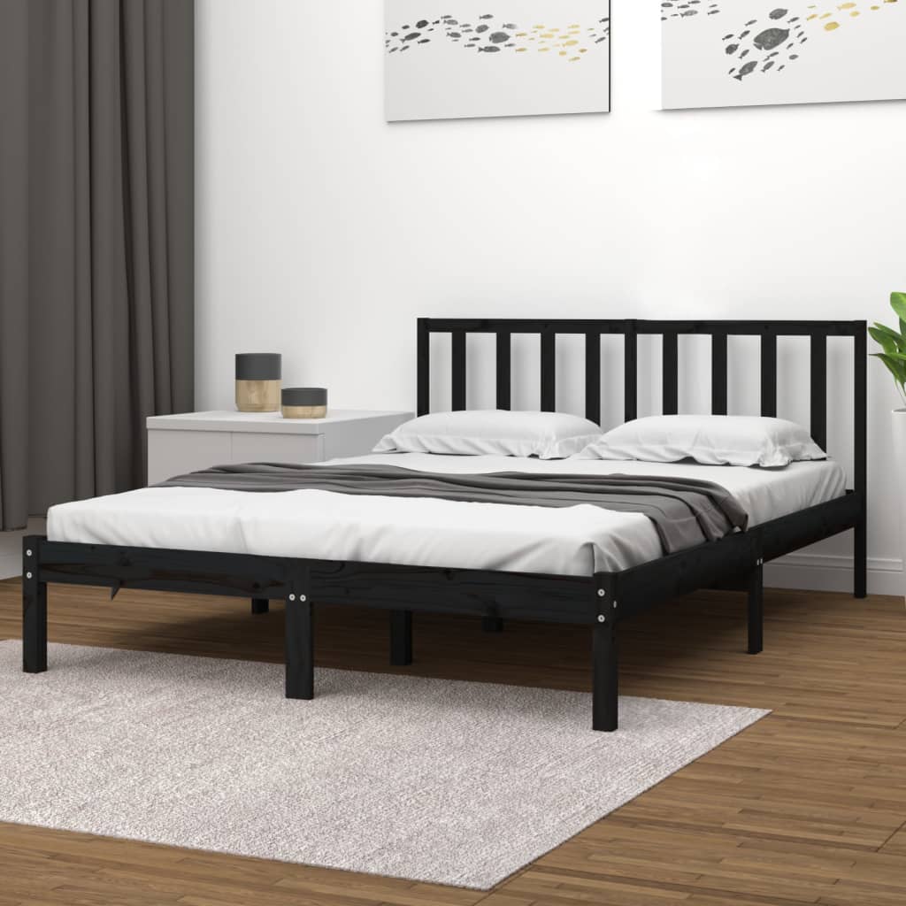 Bedframe massief grenenhout zwart 140x190 cm is nu te koop bij PeponiXL, paradijselijk wonen!