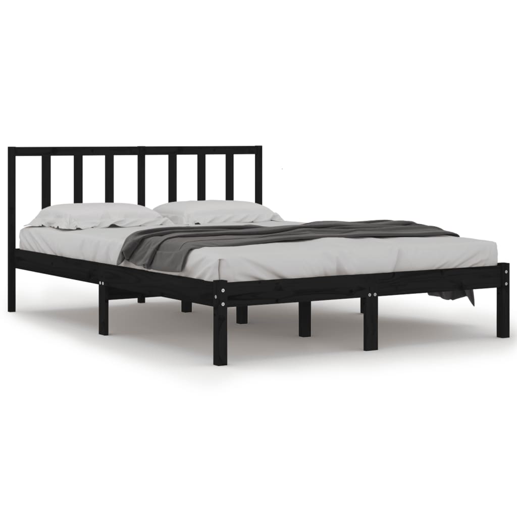 Bedframe massief grenenhout zwart 150x200 cm is nu te koop bij PeponiXL, paradijselijk wonen!