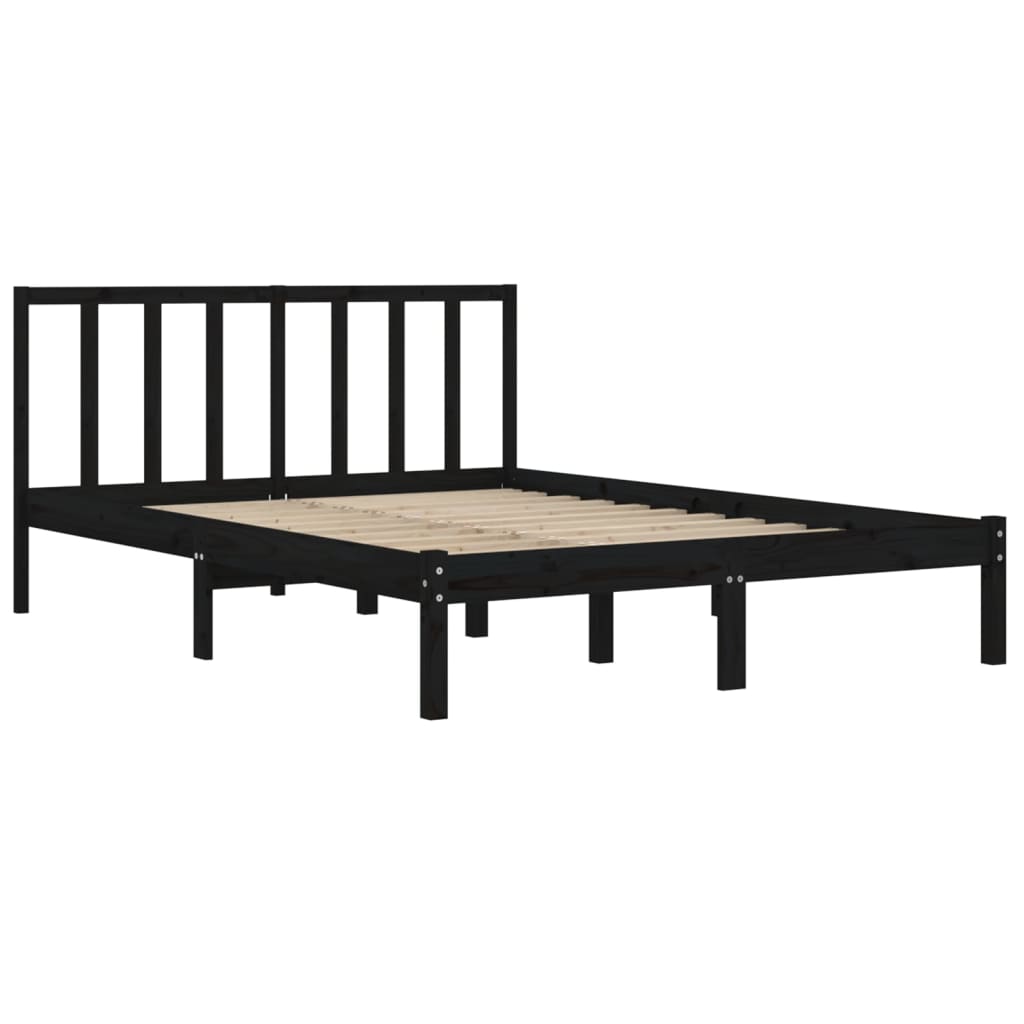 Bedframe massief grenenhout zwart 150x200 cm is nu te koop bij PeponiXL, paradijselijk wonen!