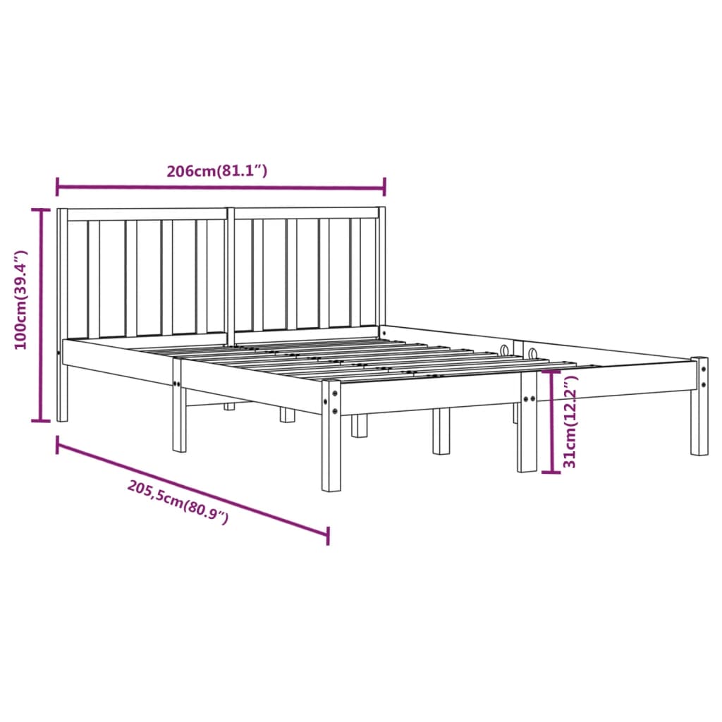 Bedframe massief grenenhout honingbruin 200x200 cm is nu te koop bij PeponiXL, paradijselijk wonen!