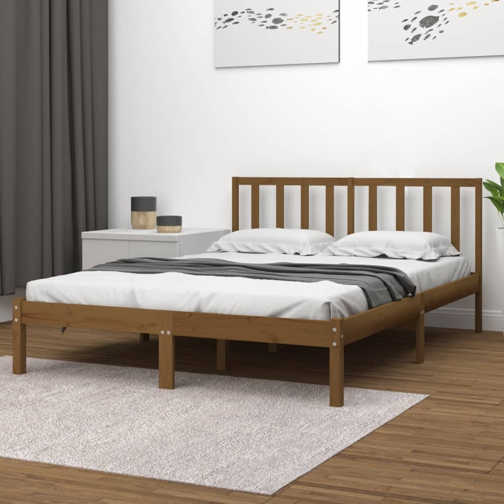 Bedframe massief grenenhout honingbruin 200x200 cm is nu te koop bij PeponiXL, paradijselijk wonen!