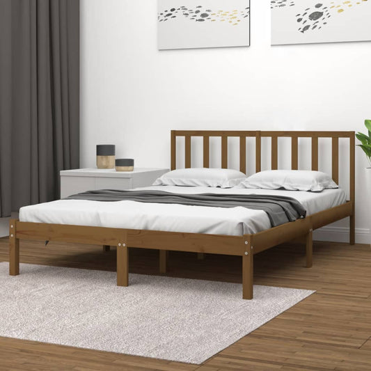 Bedframe massief grenenhout honingbruin 200x200 cm is nu te koop bij PeponiXL, paradijselijk wonen!