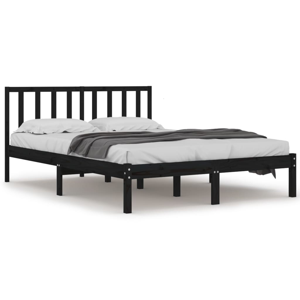 Bedframe massief grenenhout zwart 200x200 cm is nu te koop bij PeponiXL, paradijselijk wonen!