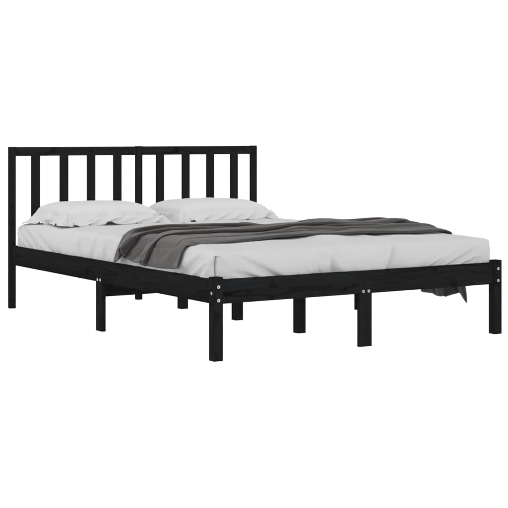 Bedframe massief grenenhout zwart 200x200 cm is nu te koop bij PeponiXL, paradijselijk wonen!