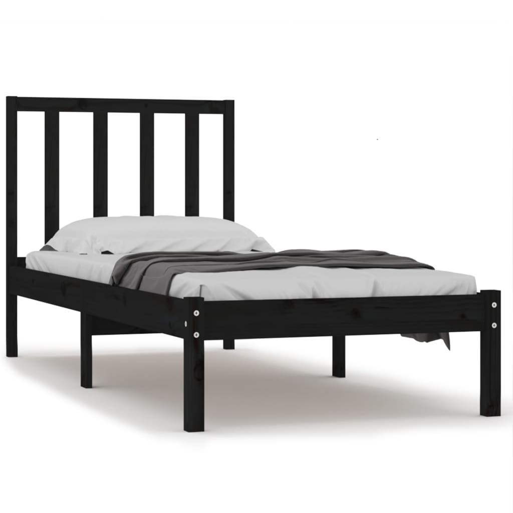 Bedframe massief grenenhout zwart 75x190 cm is nu te koop bij PeponiXL, paradijselijk wonen!