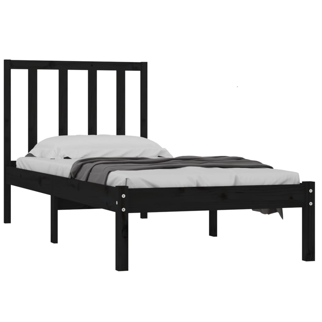 Bedframe massief grenenhout zwart 75x190 cm is nu te koop bij PeponiXL, paradijselijk wonen!