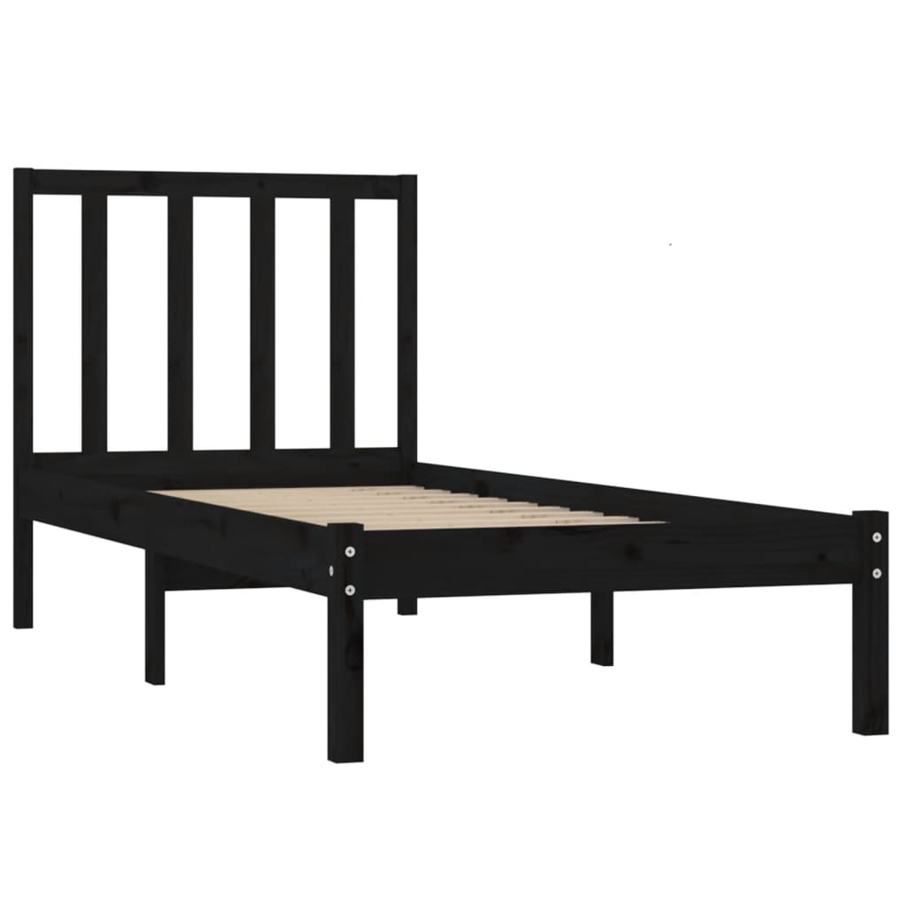 Bedframe massief grenenhout zwart 75x190 cm is nu te koop bij PeponiXL, paradijselijk wonen!