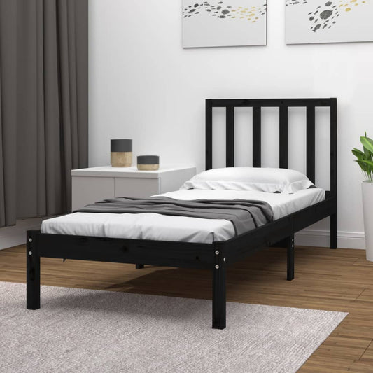 Bedframe massief grenenhout zwart 75x190 cm is nu te koop bij PeponiXL, paradijselijk wonen!