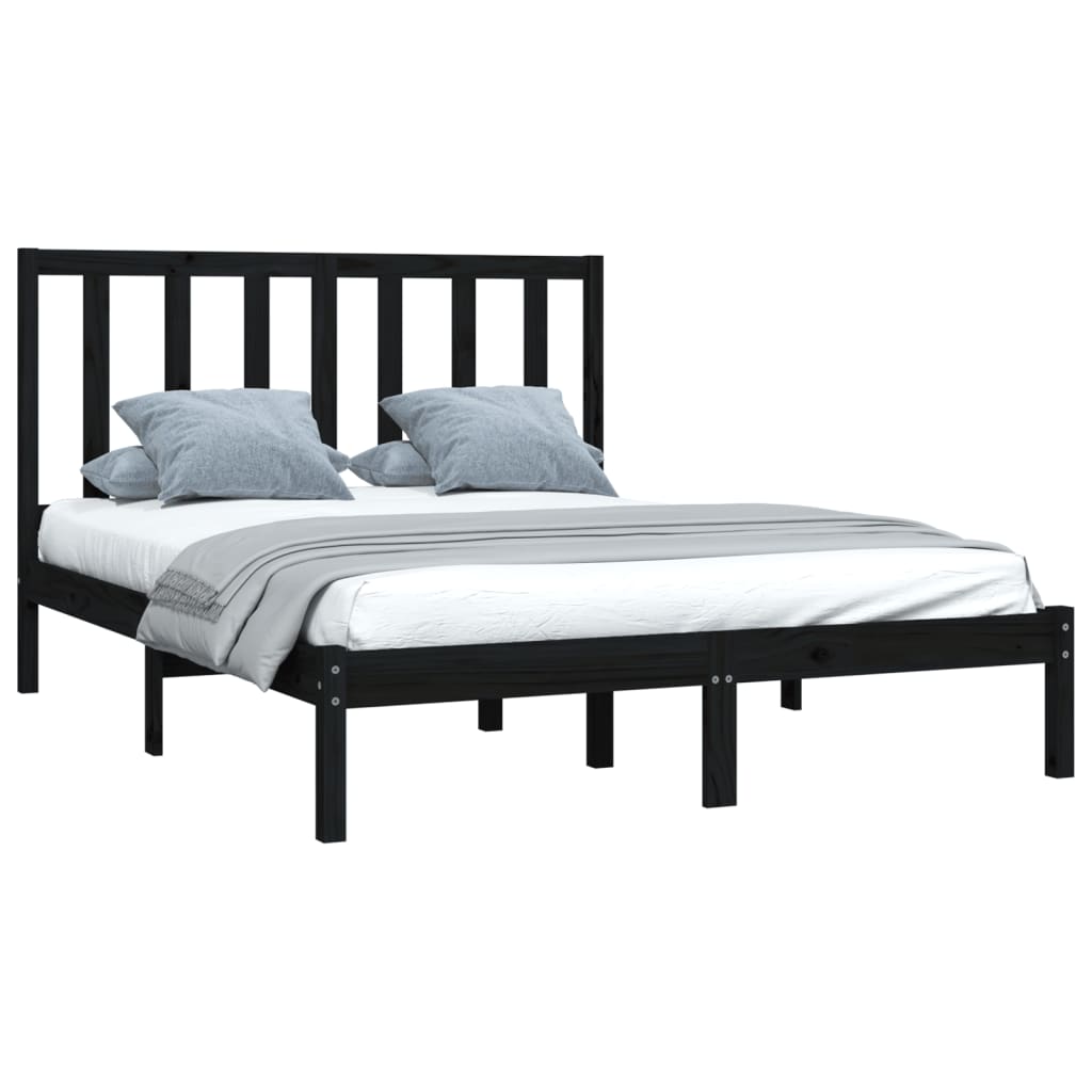 Bedframe massief grenenhout zwart 140x190 cm is nu te koop bij PeponiXL, paradijselijk wonen!