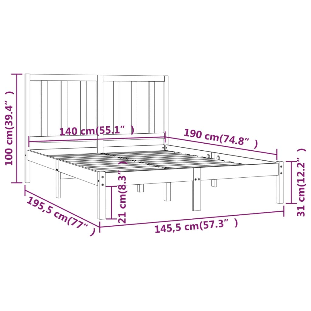 Bedframe massief grenenhout zwart 140x190 cm is nu te koop bij PeponiXL, paradijselijk wonen!