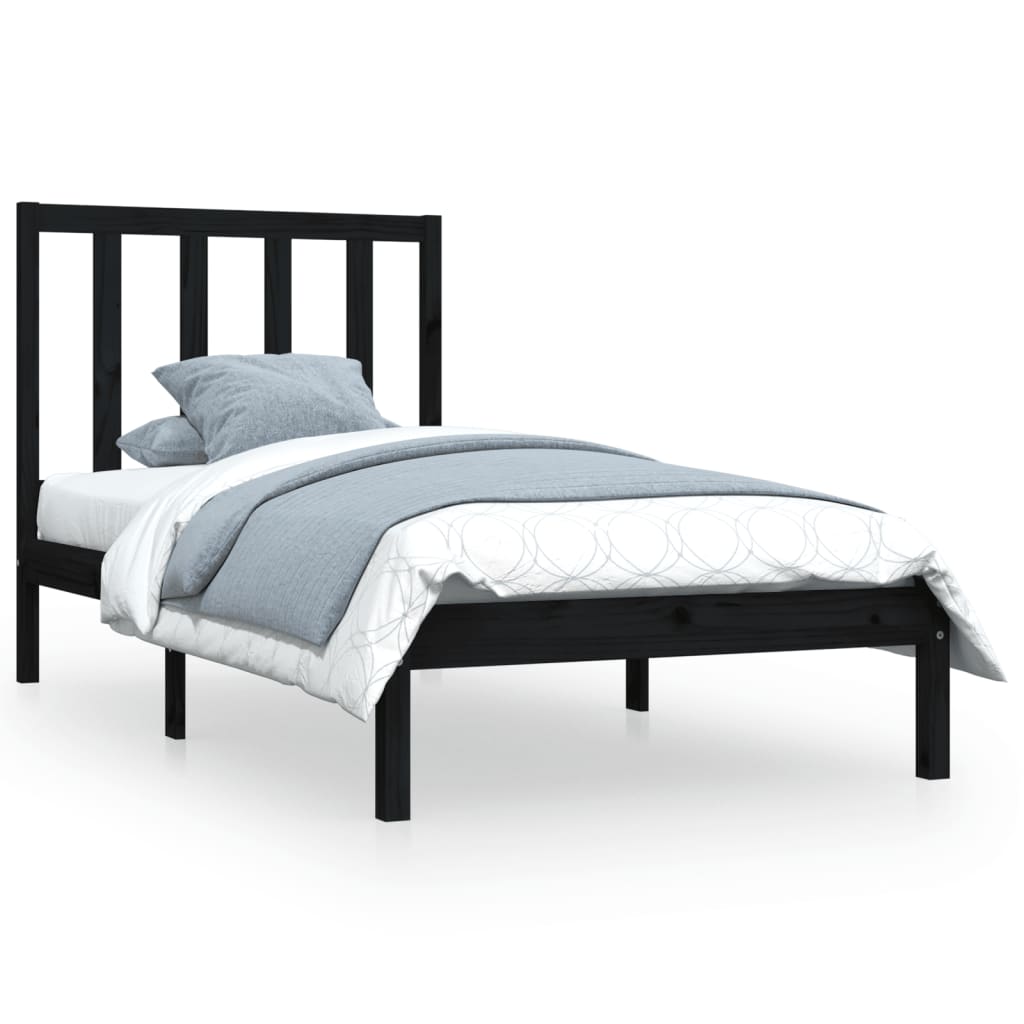 Bedframe massief grenenhout zwart 100x200 cm is nu te koop bij PeponiXL, paradijselijk wonen!