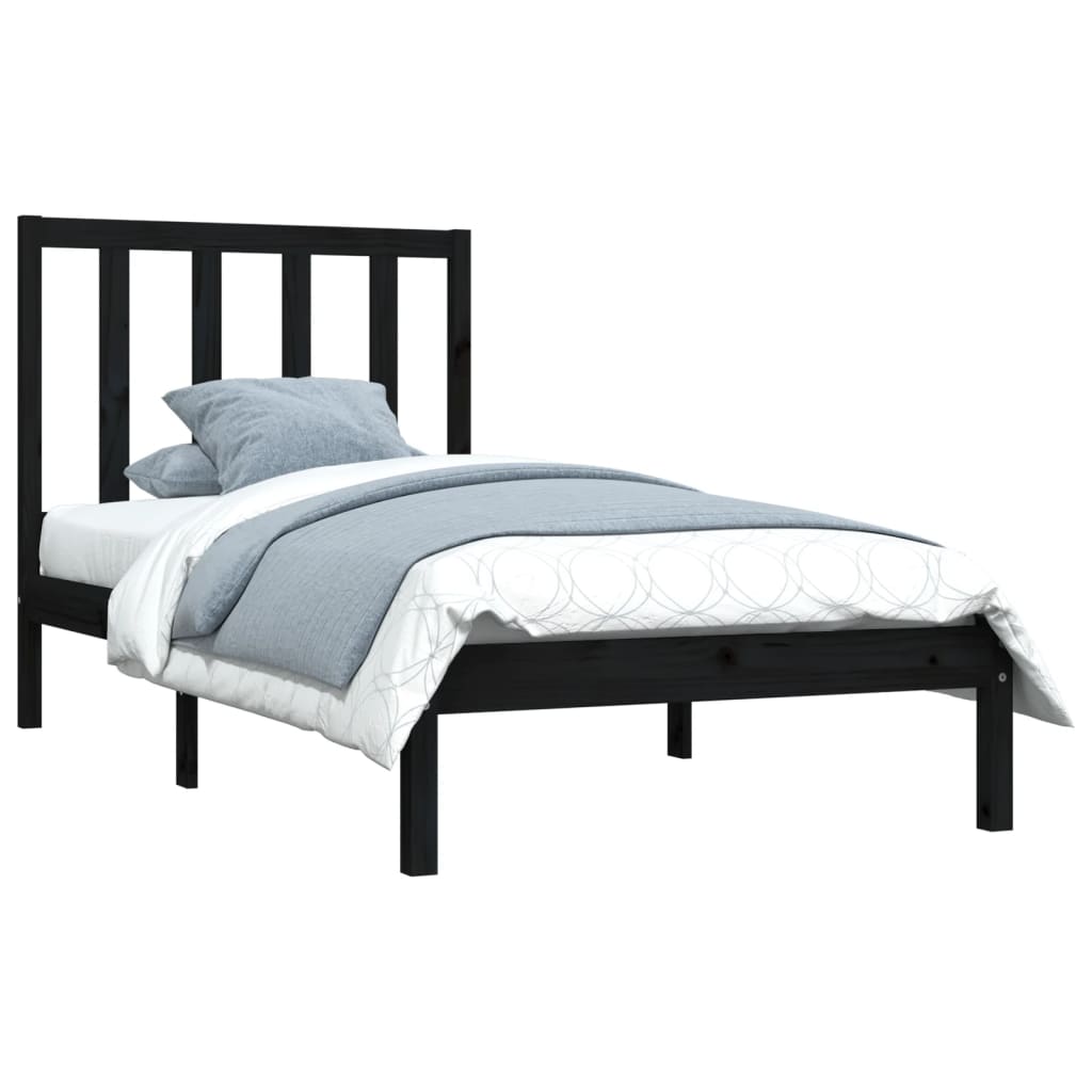Bedframe massief grenenhout zwart 100x200 cm is nu te koop bij PeponiXL, paradijselijk wonen!