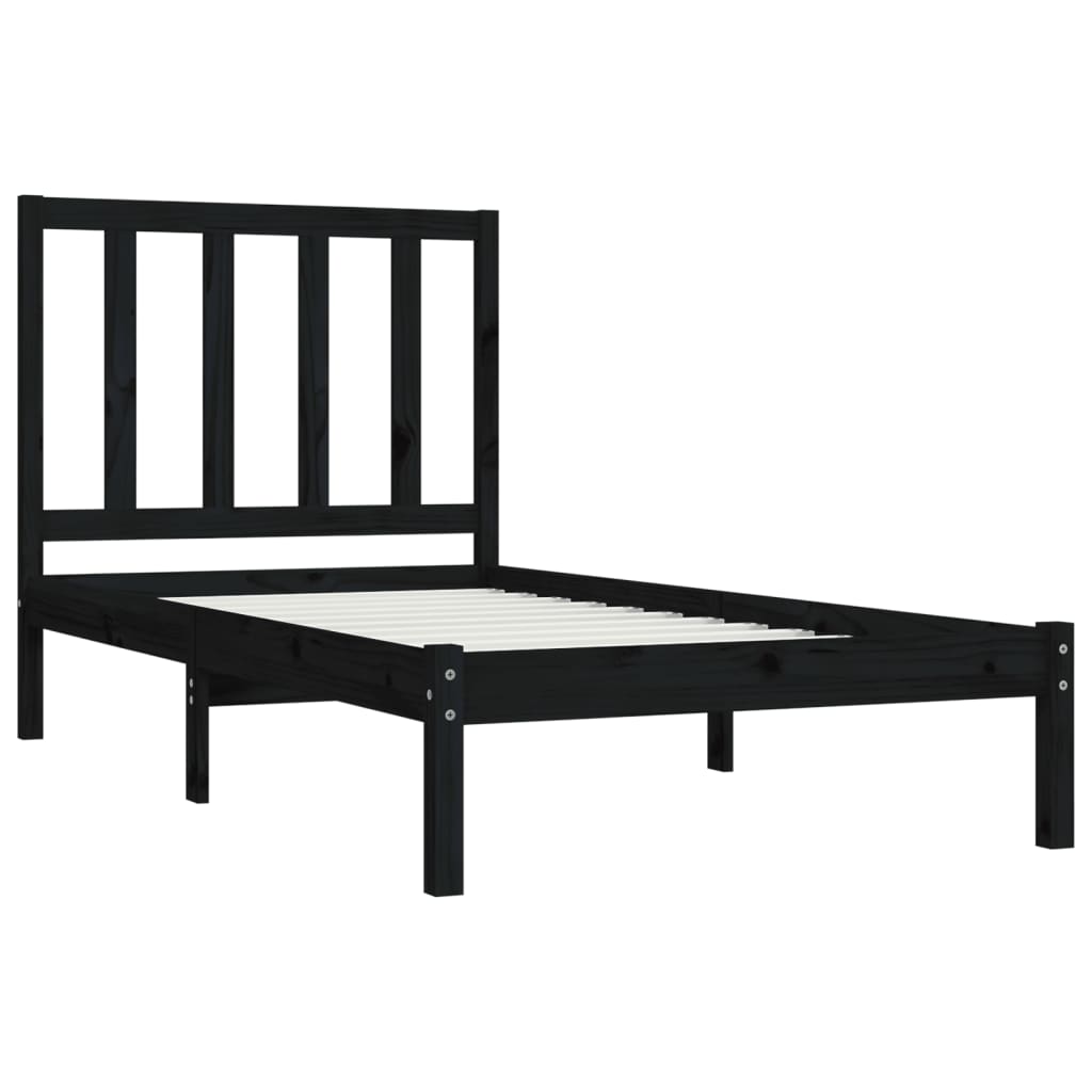 Bedframe massief grenenhout zwart 100x200 cm is nu te koop bij PeponiXL, paradijselijk wonen!