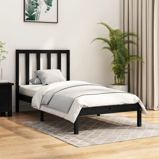 Bedframe massief grenenhout zwart 100x200 cm is nu te koop bij PeponiXL, paradijselijk wonen!