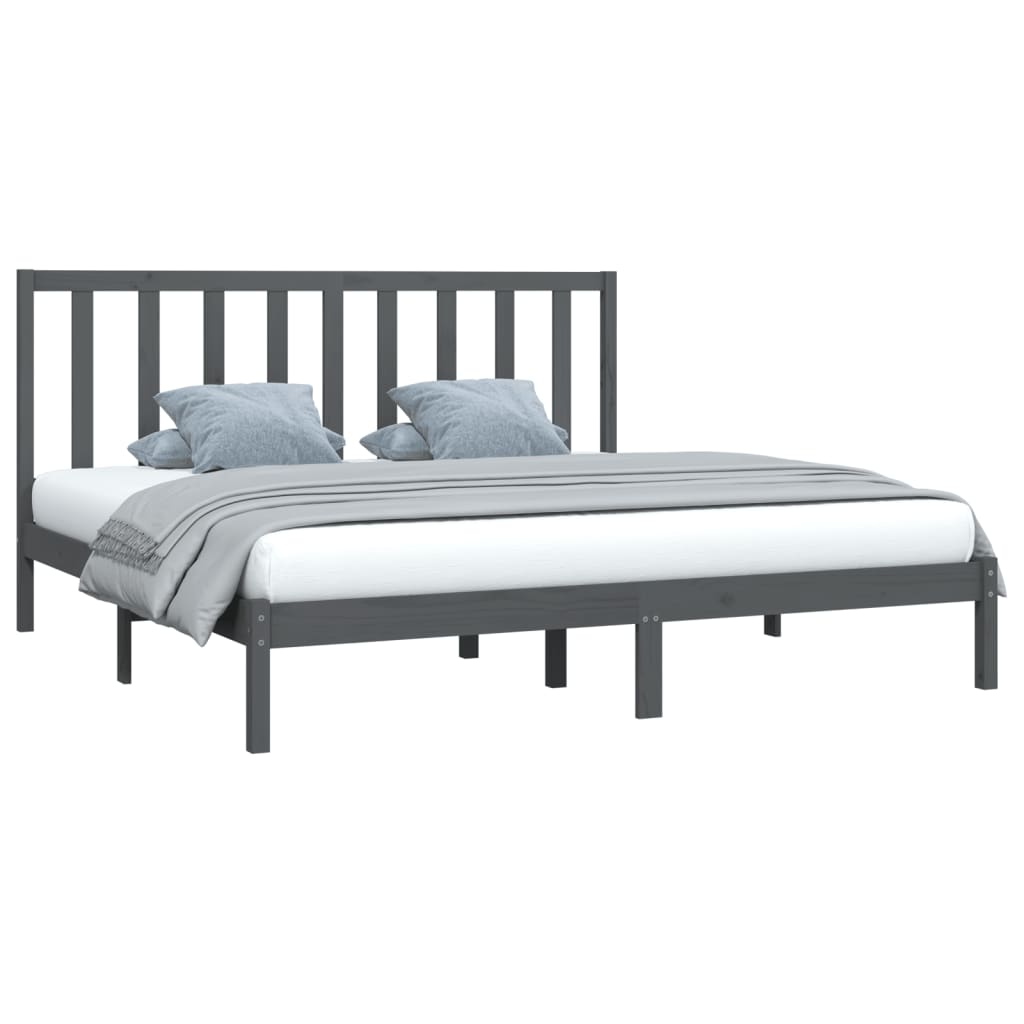 Bedframe massief grenenhout grijs 200x200 cm is nu te koop bij PeponiXL, paradijselijk wonen!