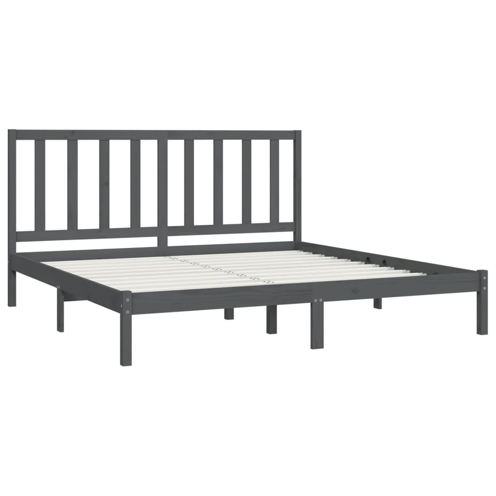 Bedframe massief grenenhout grijs 200x200 cm is nu te koop bij PeponiXL, paradijselijk wonen!