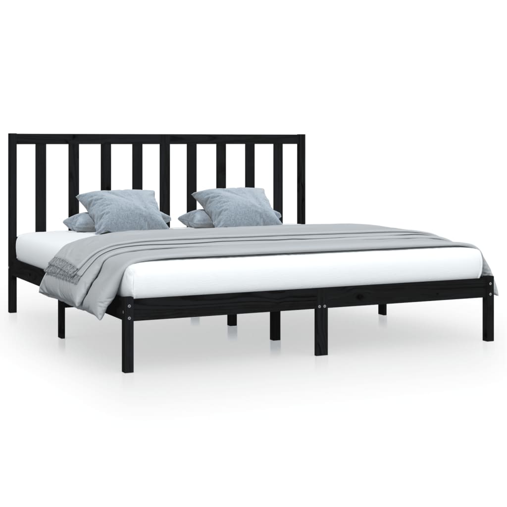 Bedframe massief grenenhout zwart 200x200 cm is nu te koop bij PeponiXL, paradijselijk wonen!
