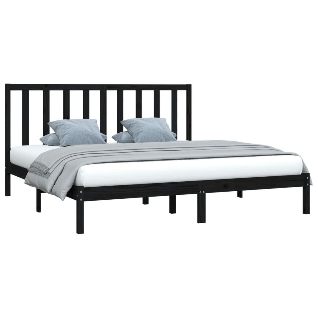 Bedframe massief grenenhout zwart 200x200 cm is nu te koop bij PeponiXL, paradijselijk wonen!