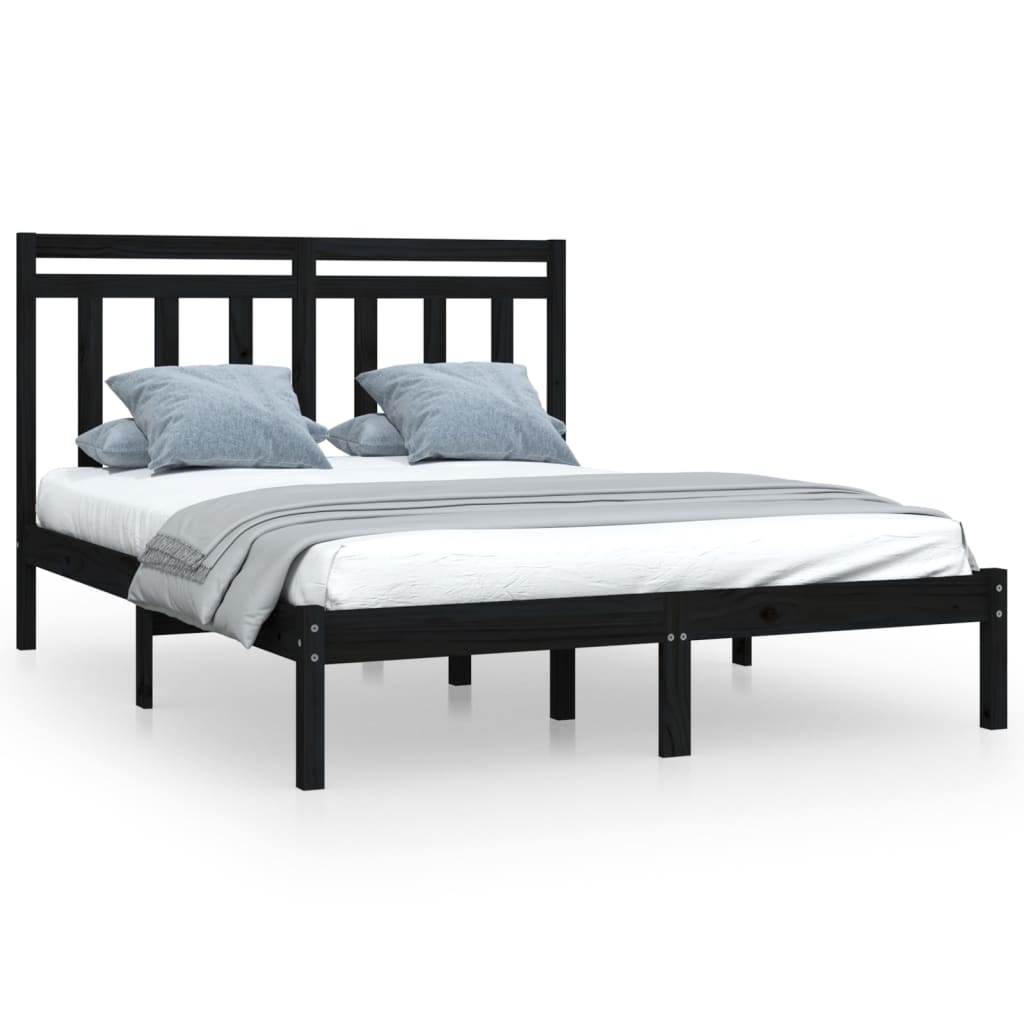 Bedframe massief hout zwart 140x190 cm is nu te koop bij PeponiXL, paradijselijk wonen!