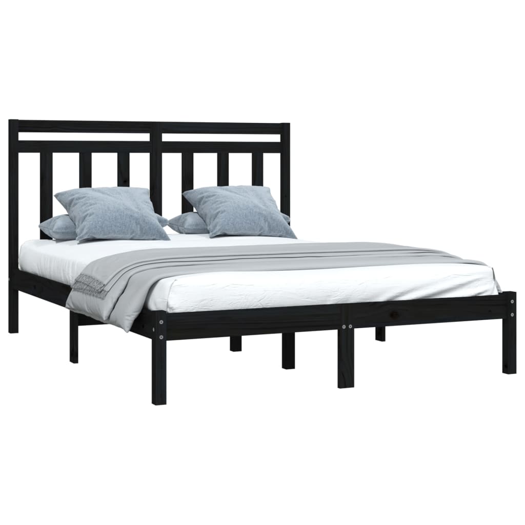Bedframe massief hout zwart 140x190 cm is nu te koop bij PeponiXL, paradijselijk wonen!