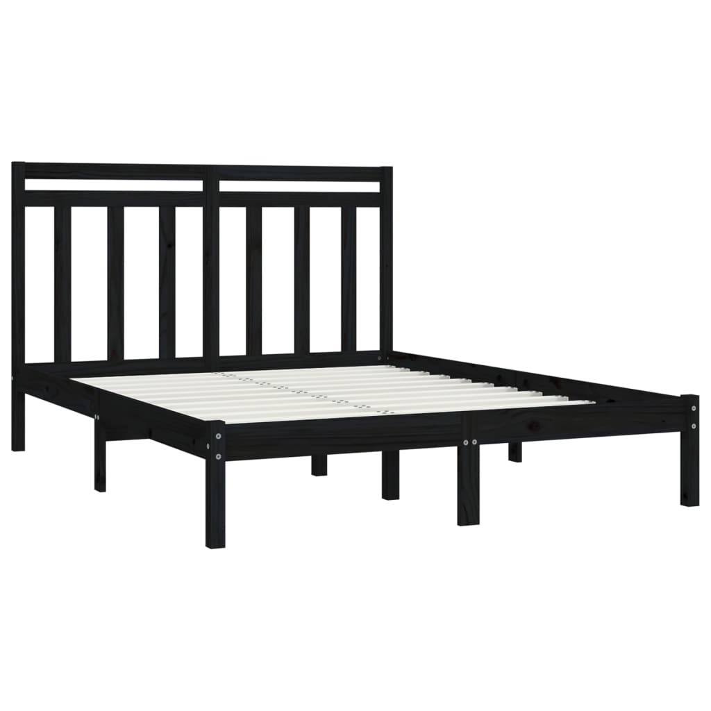 Bedframe massief hout zwart 140x190 cm is nu te koop bij PeponiXL, paradijselijk wonen!
