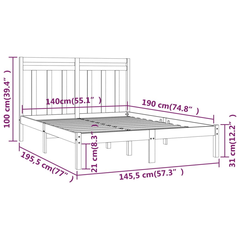 Bedframe massief hout zwart 140x190 cm is nu te koop bij PeponiXL, paradijselijk wonen!