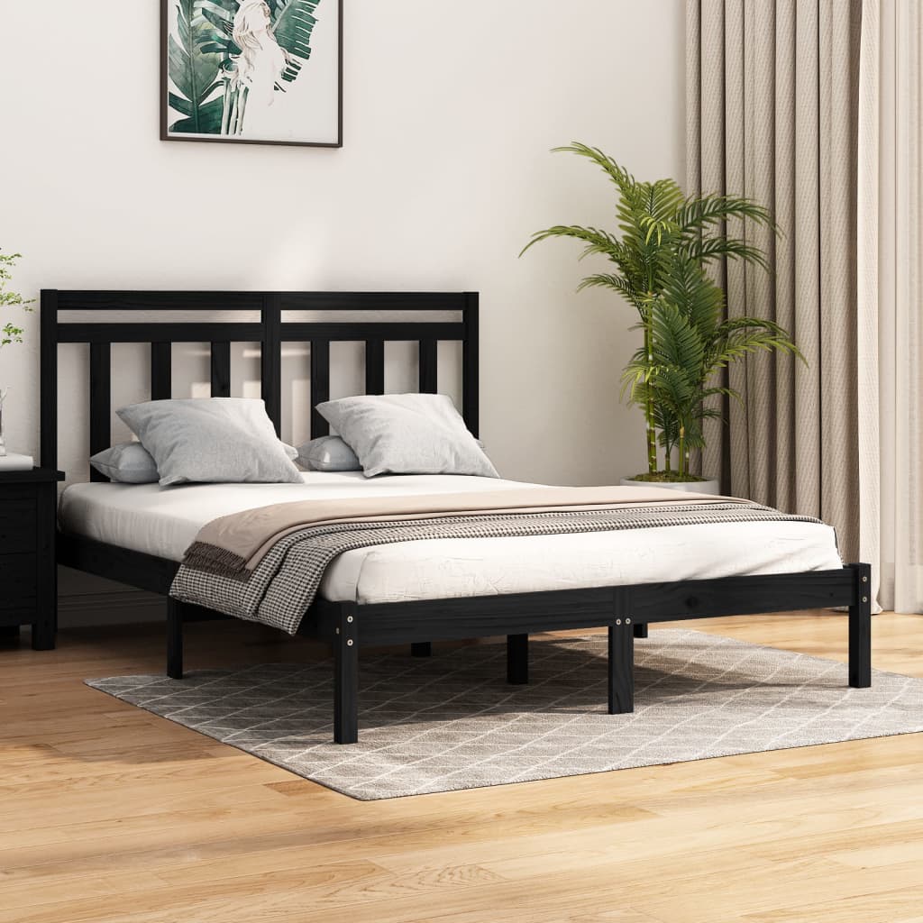 Bedframe massief hout zwart 140x190 cm is nu te koop bij PeponiXL, paradijselijk wonen!