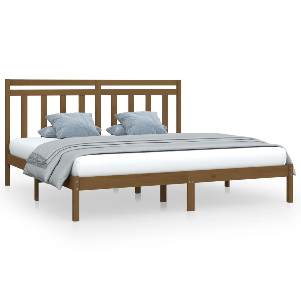 Bedframe massief hout honingbruin 200x200 cm is nu te koop bij PeponiXL, paradijselijk wonen!