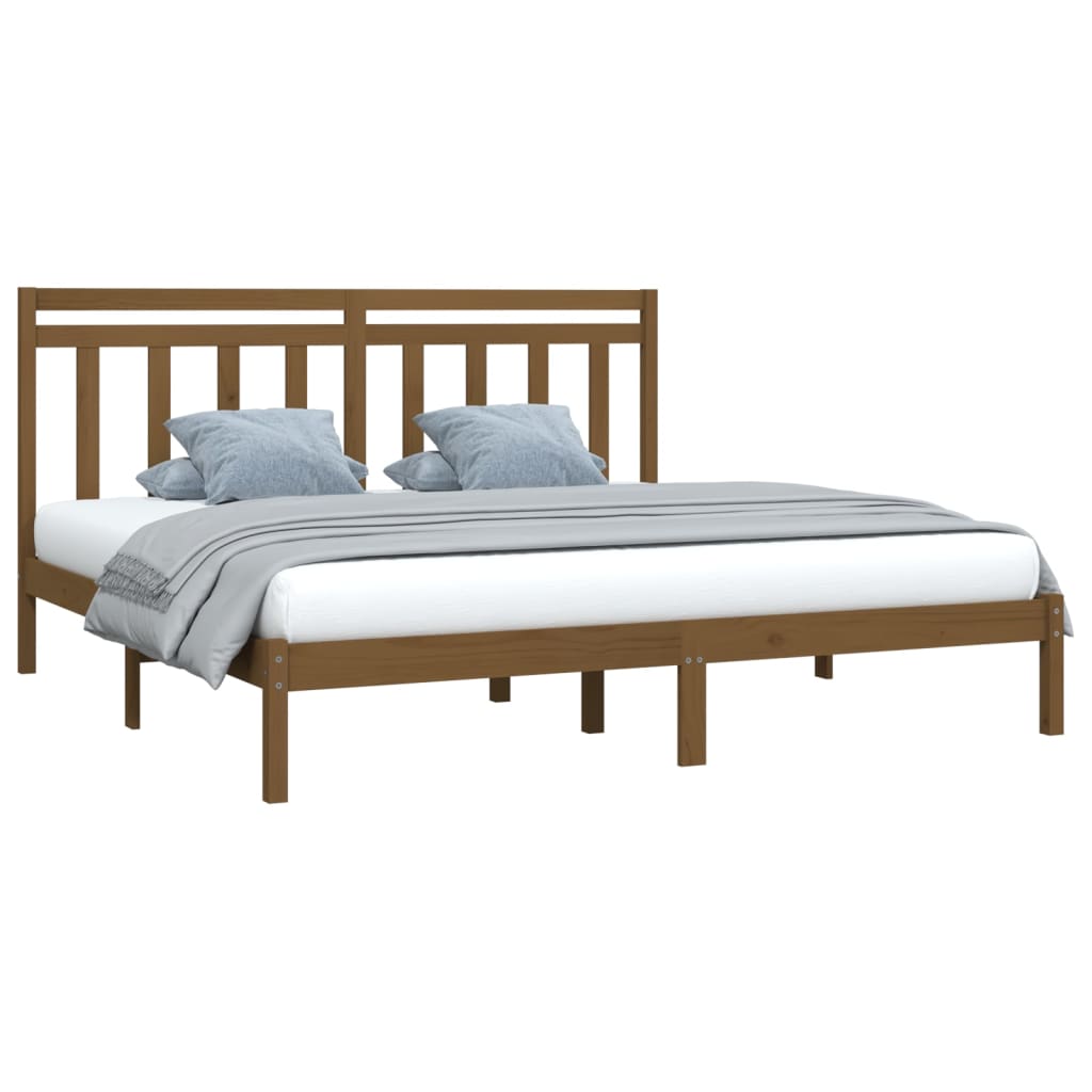 Bedframe massief hout honingbruin 200x200 cm is nu te koop bij PeponiXL, paradijselijk wonen!