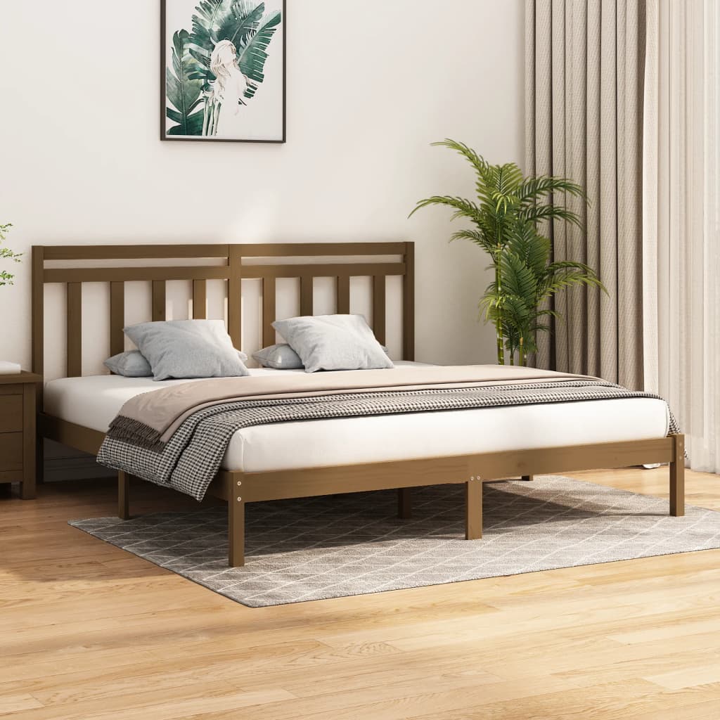 Bedframe massief hout honingbruin 200x200 cm is nu te koop bij PeponiXL, paradijselijk wonen!