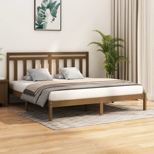 Bedframe massief hout honingbruin 200x200 cm is nu te koop bij PeponiXL, paradijselijk wonen!