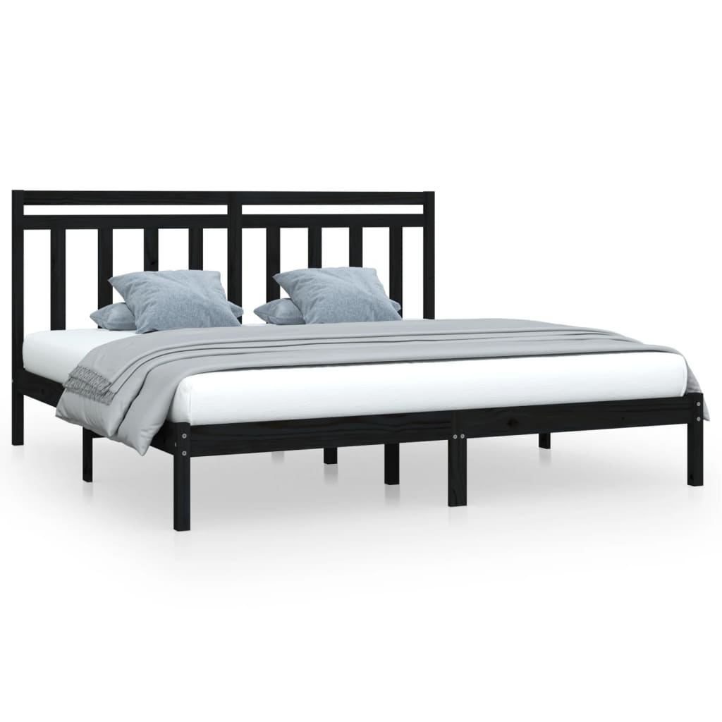 Bedframe massief hout zwart 200x200 cm is nu te koop bij PeponiXL, paradijselijk wonen!