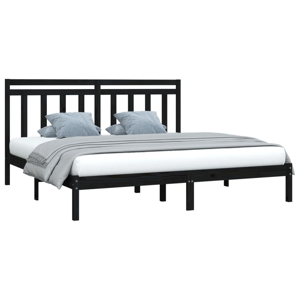 Bedframe massief hout zwart 200x200 cm is nu te koop bij PeponiXL, paradijselijk wonen!