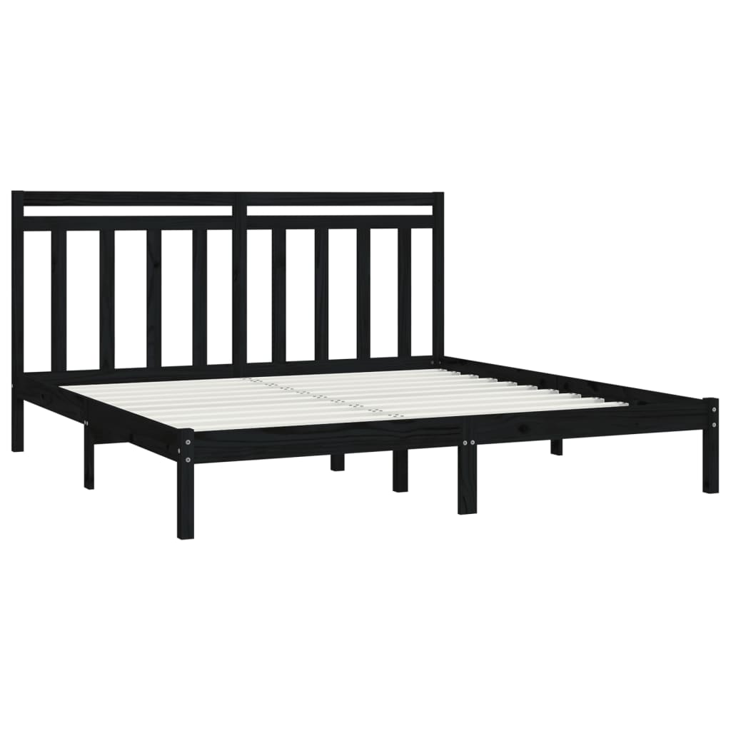 Bedframe massief hout zwart 200x200 cm is nu te koop bij PeponiXL, paradijselijk wonen!