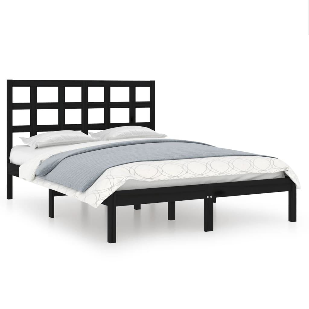 Bedframe massief hout zwart 140x190 cm is nu te koop bij PeponiXL, paradijselijk wonen!
