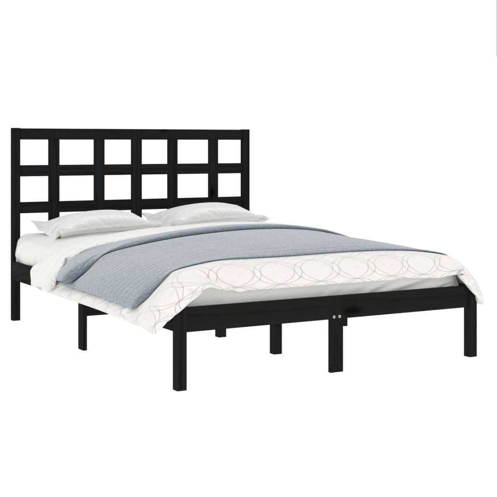 Bedframe massief hout zwart 140x190 cm is nu te koop bij PeponiXL, paradijselijk wonen!