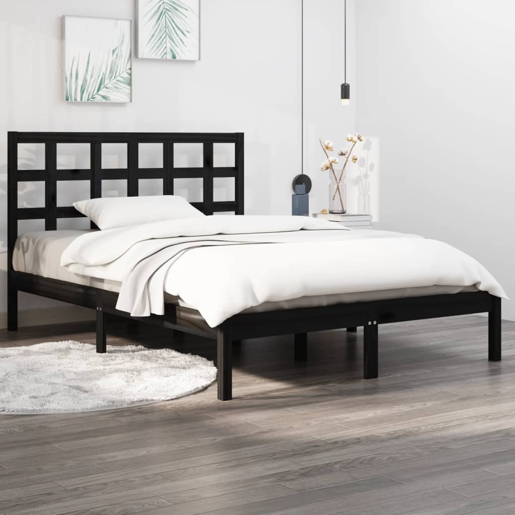 Bedframe massief hout zwart 140x190 cm is nu te koop bij PeponiXL, paradijselijk wonen!