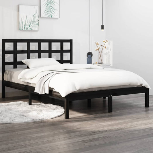Bedframe massief hout zwart 140x190 cm is nu te koop bij PeponiXL, paradijselijk wonen!
