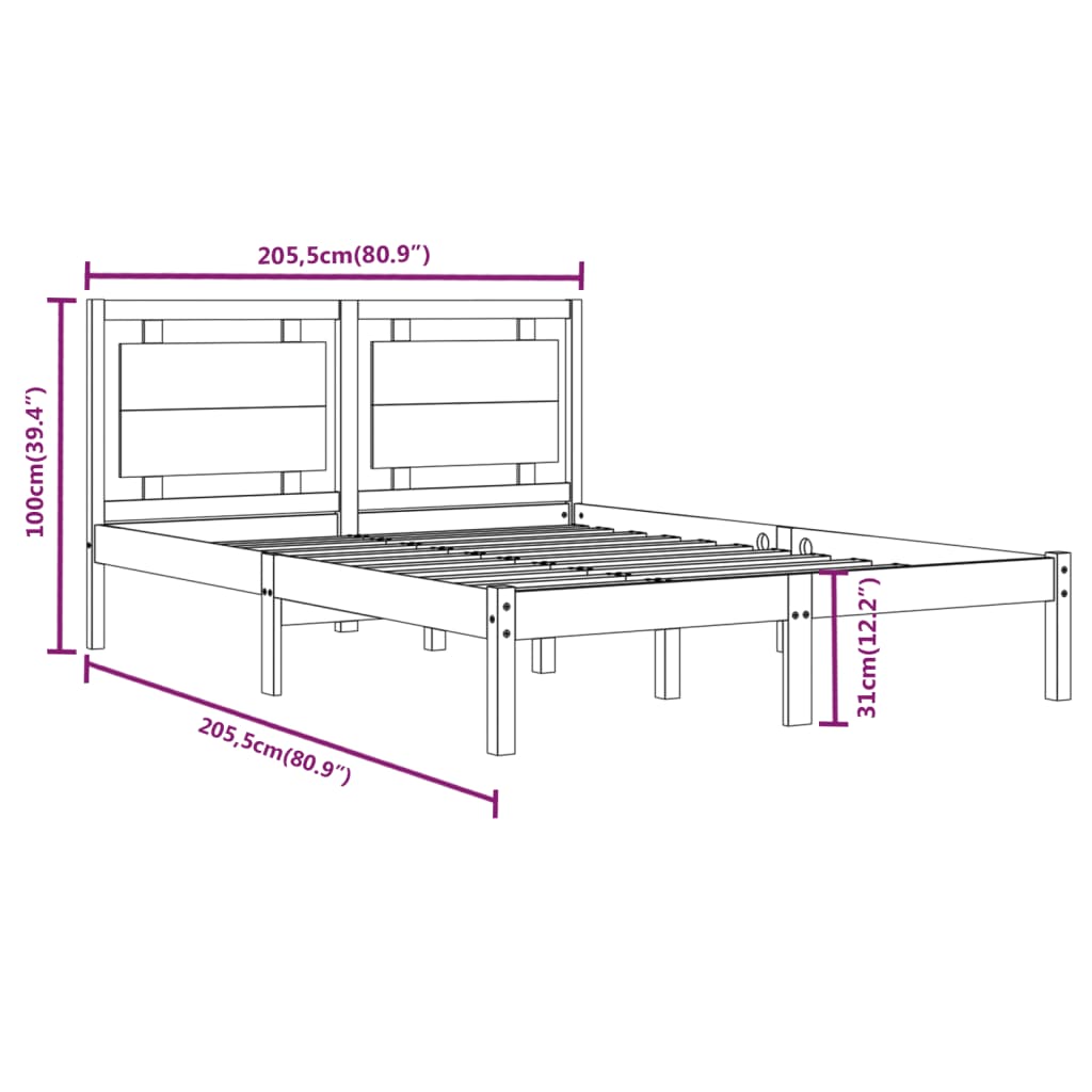 Bedframe massief hout wit 200x200 cm is nu te koop bij PeponiXL, paradijselijk wonen!