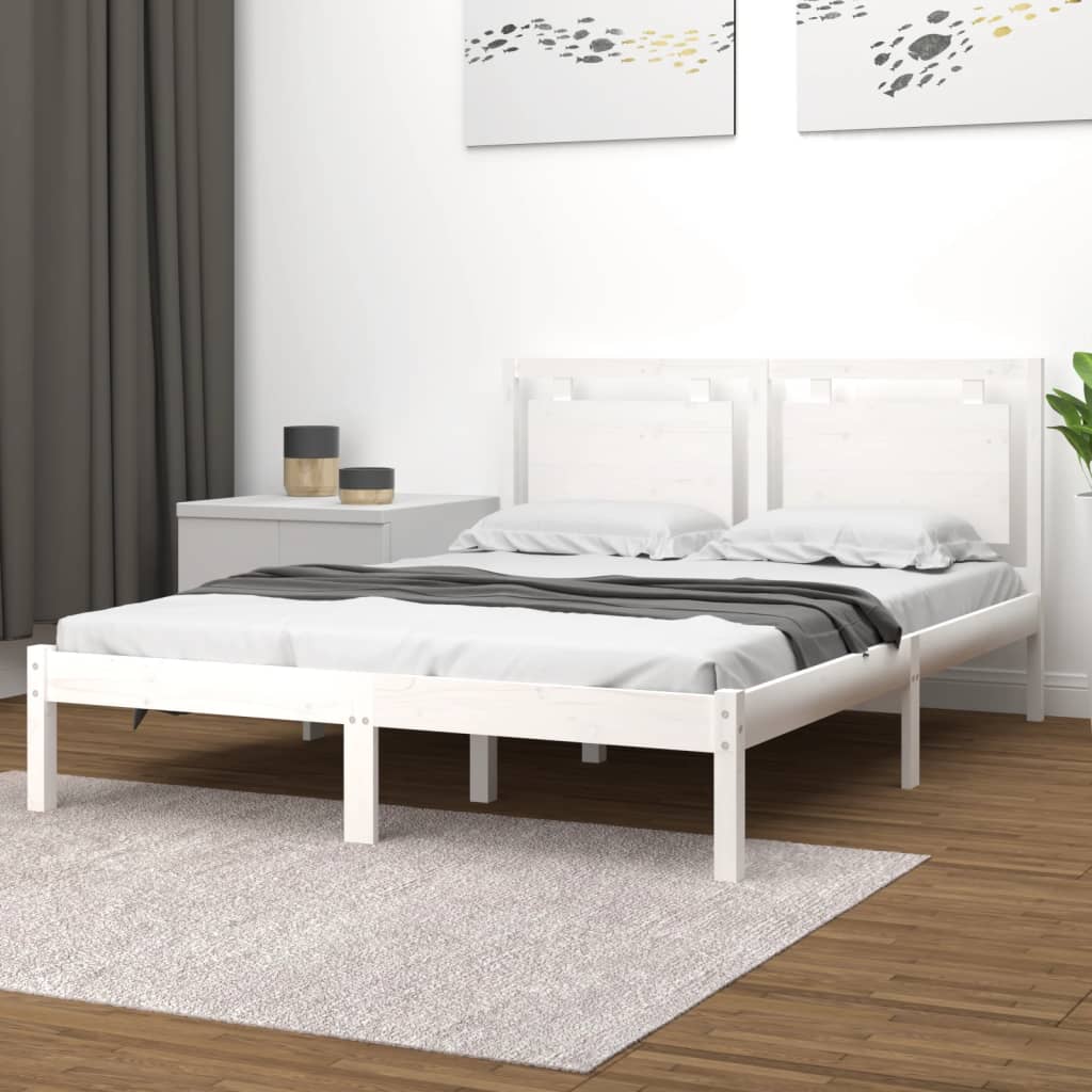 Bedframe massief hout wit 200x200 cm is nu te koop bij PeponiXL, paradijselijk wonen!