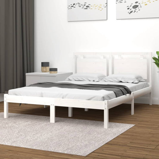 Bedframe massief hout wit 200x200 cm is nu te koop bij PeponiXL, paradijselijk wonen!